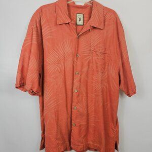 Jamaica Jaxx Auth. Island Style Mens XL Orange Botanical Hawaiian Bttndwn Shirt